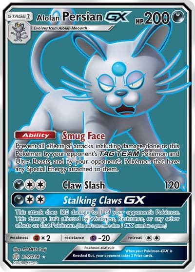 Alolan Persian GX (Full Art) SM - Cosmic Eclipse Pokemon card