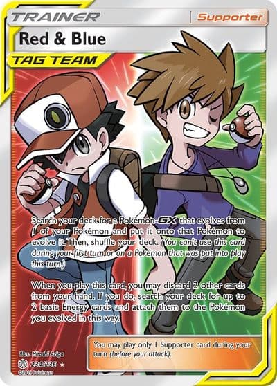 Red & Blue (Full Art) SM - Cosmic Eclipse Pokemon card