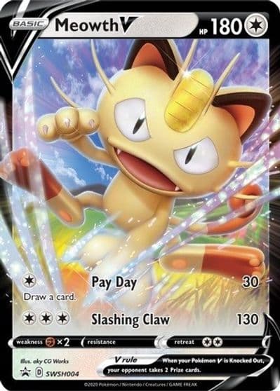 Meowth V - SWSH004 SWSH: Sword & Shield Promo Cards Pokemon card