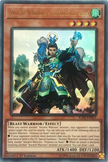 Ancient Warriors Virtuous Liu Xuan Ignition Assault Yu-Gi-Oh! card