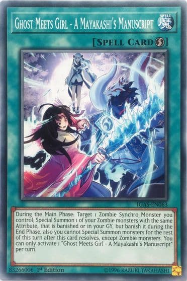 Ghost Meets Girl A Mayakashis Manuscript Ignition Assault Yu-Gi-Oh! card