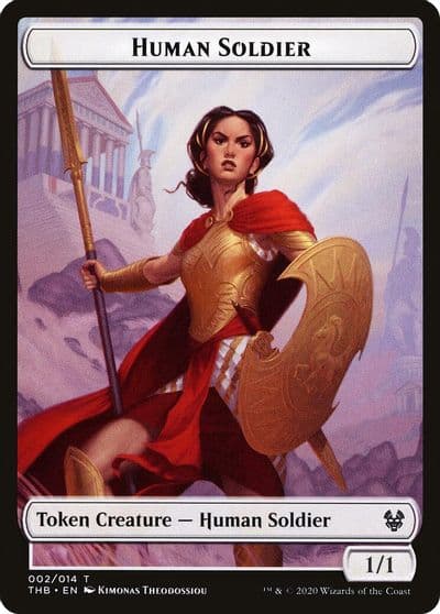 Human Soldier Gold Double Sided Token Theros Beyond Death Magic card