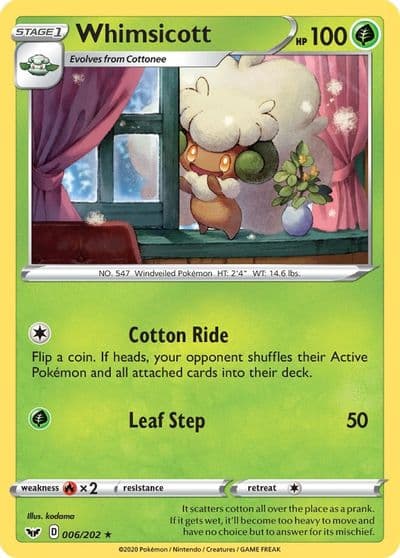 Whimsicott SWSH01: Sword & Shield Base Set Pokemon card