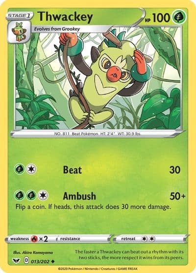 Thwackey (013) SWSH01: Sword & Shield Base Set Pokemon card