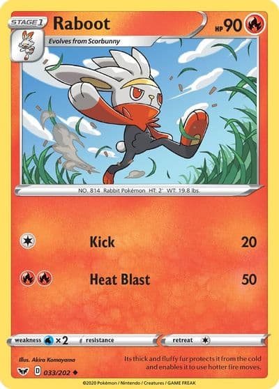 Raboot (033) SWSH01: Sword & Shield Base Set Pokemon card