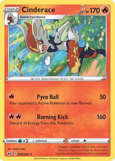 Cinderace (035) SWSH01: Sword & Shield Base Set Pokemon card