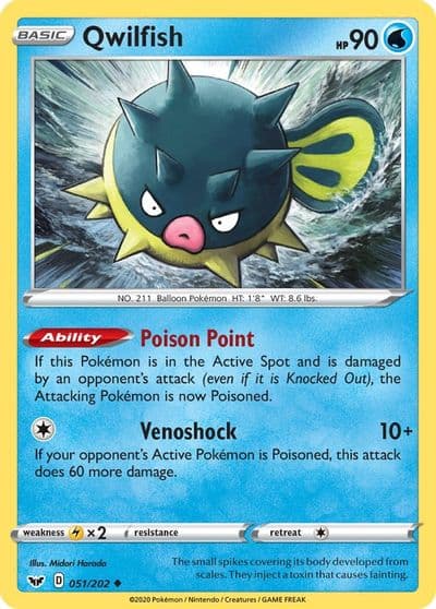 Qwilfish SWSH01: Sword & Shield Base Set Pokemon card