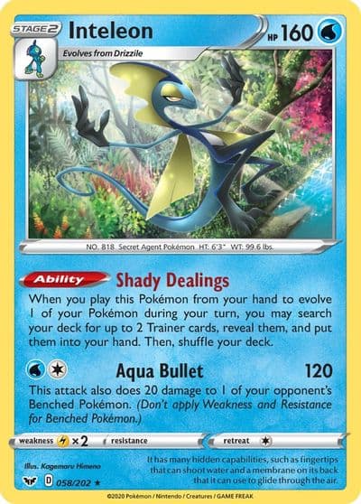 Inteleon (058) SWSH01: Sword & Shield Base Set Pokemon card