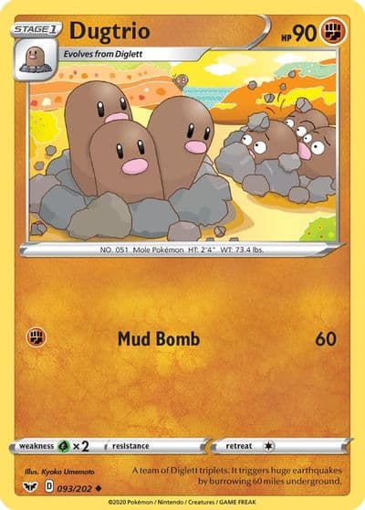 Dugtrio SWSH01: Sword & Shield Base Set Pokemon card