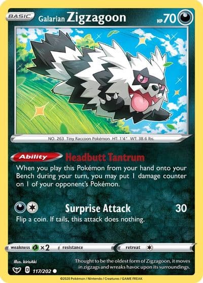 Galarian Zigzagoon SWSH01: Sword & Shield Base Set Pokemon card