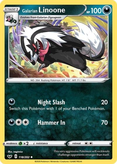Galarian Linoone SWSH01: Sword & Shield Base Set Pokemon card