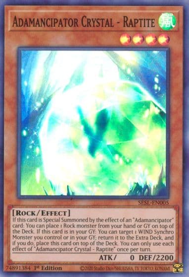 Adamancipator Crystal Raptite Secret Slayers Yu-Gi-Oh! card