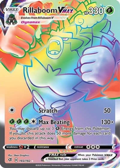 Rillaboom VMAX (Secret) SWSH02: Rebel Clash Pokemon card