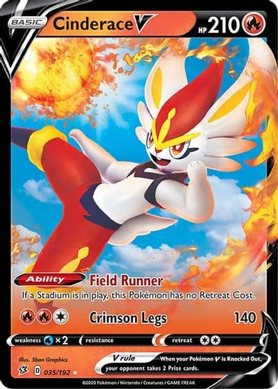 Cinderace V SWSH02: Rebel Clash Pokemon card