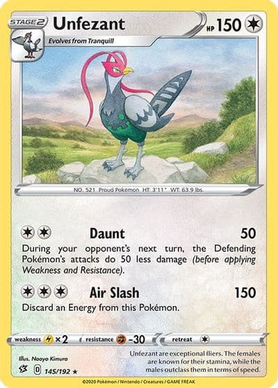 Unfezant SWSH02: Rebel Clash Pokemon card
