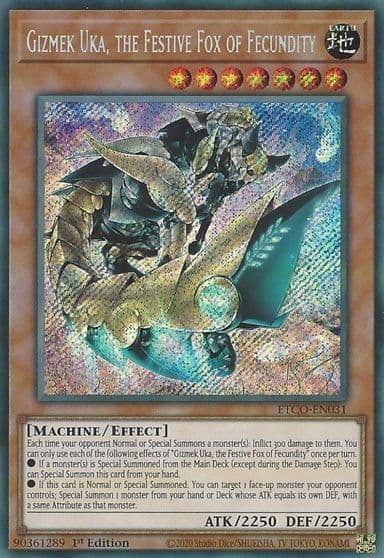 Gizmek Uka the Festive Fox of Fecundity Eternity Code Yu-Gi-Oh! card
