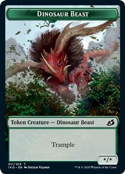 Dinosaur Beast Human Soldier 005 Double Sided Token Ikoria: Lair of Behemoths Magic card