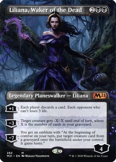 Liliana Waker of the Dead Borderless Core Set 2021 Magic card