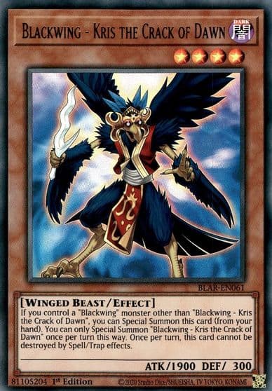 Blackwing Kris the Crack of Dawn Battles of Legend: Armageddon Yu-Gi-Oh! card