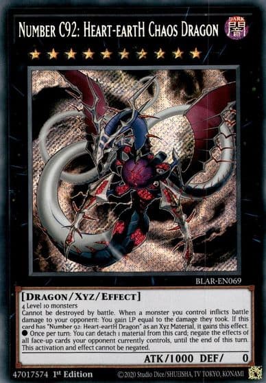 Number C92 Heart eartH Chaos Dragon Battles of Legend: Armageddon Yu-Gi-Oh! card