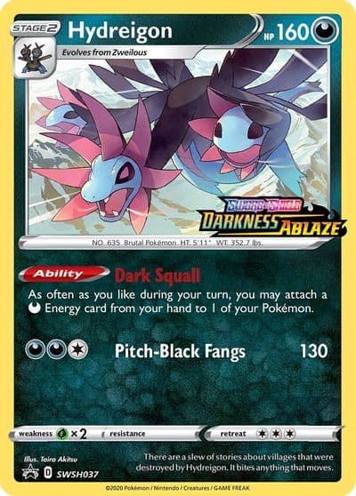 Hydreigon - SWSH037 (Prerelease) SWSH: Sword & Shield Promo Cards Pokemon card
