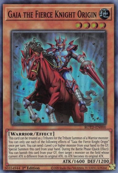 Gaia the Fierce Knight Origin Rise of the Duelist Yu-Gi-Oh! card