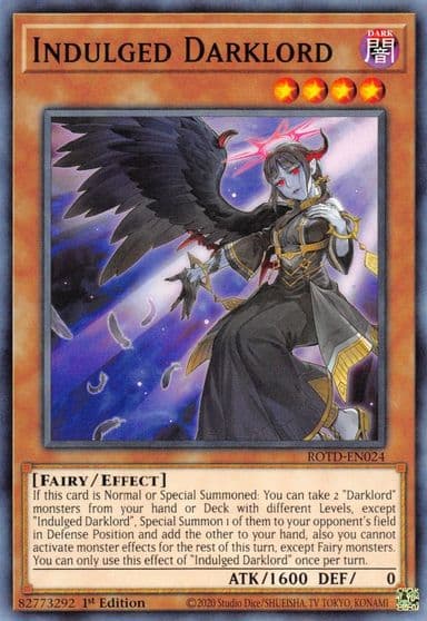 Indulged Darklord Rise of the Duelist Yu-Gi-Oh! card