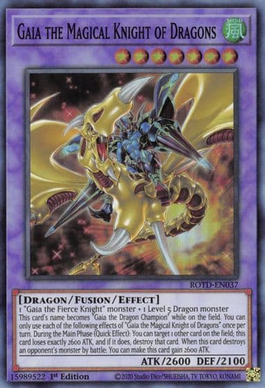 Gaia the Magical Knight of Dragons Rise of the Duelist Yu-Gi-Oh! card
