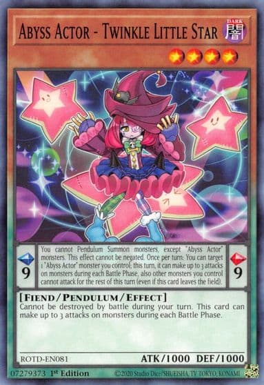 Abyss Actor Twinkle Little Star Rise of the Duelist Yu-Gi-Oh! card