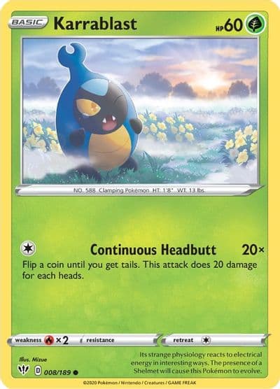 Karrablast SWSH03: Darkness Ablaze Pokemon card