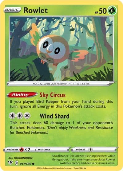 Rowlet SWSH03: Darkness Ablaze Pokemon card