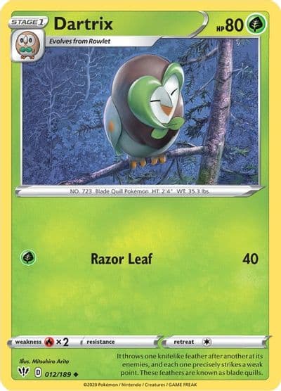 Dartrix SWSH03: Darkness Ablaze Pokemon card