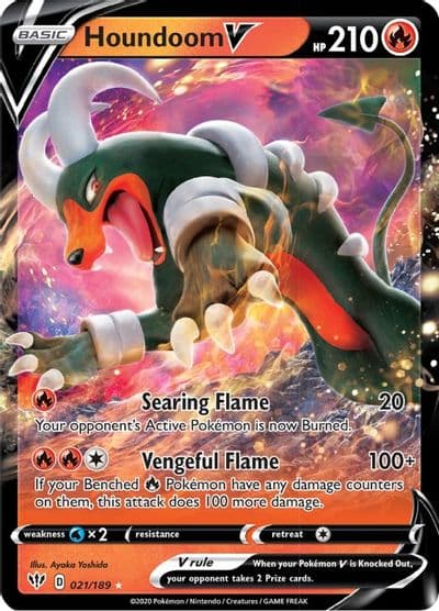 Houndoom V SWSH03: Darkness Ablaze Pokemon card