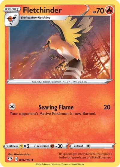 Fletchinder SWSH03: Darkness Ablaze Pokemon card