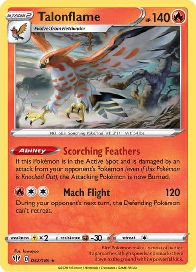 Talonflame SWSH03: Darkness Ablaze Pokemon card