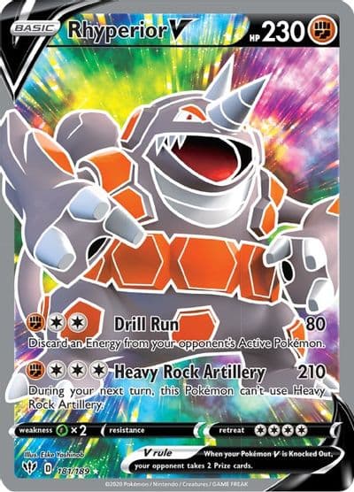 Rhyperior V (Full Art) SWSH03: Darkness Ablaze Pokemon card
