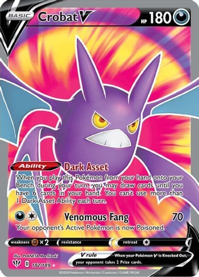 Crobat V (Full Art) SWSH03: Darkness Ablaze Pokemon card