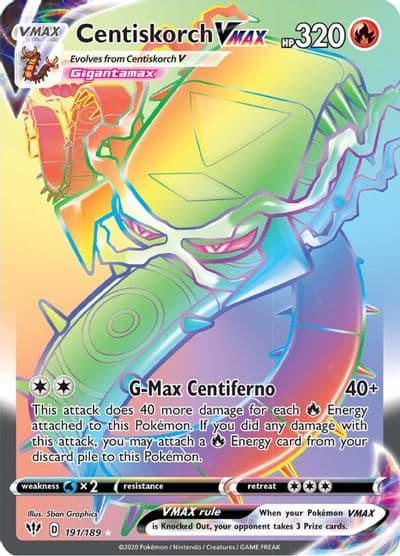 Centiskorch VMAX (Secret) SWSH03: Darkness Ablaze Pokemon card