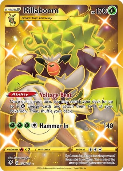 Rillaboom (Secret) SWSH03: Darkness Ablaze Pokemon card