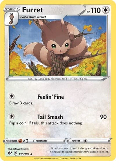 Furret SWSH03: Darkness Ablaze Pokemon card