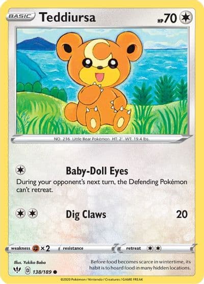 Teddiursa SWSH03: Darkness Ablaze Pokemon card