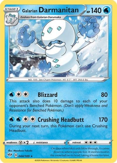 Galarian Darmanitan (44) SWSH03: Darkness Ablaze Pokemon card