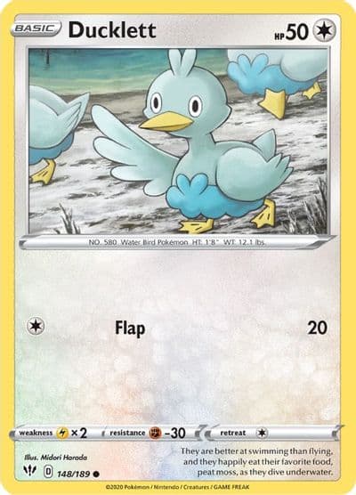 Ducklett SWSH03: Darkness Ablaze Pokemon card