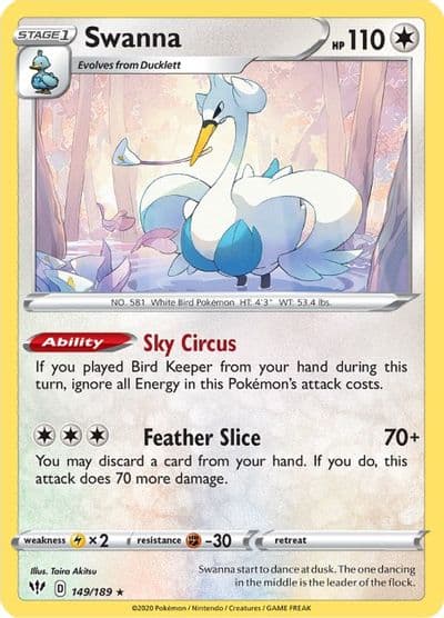 Swanna SWSH03: Darkness Ablaze Pokemon card