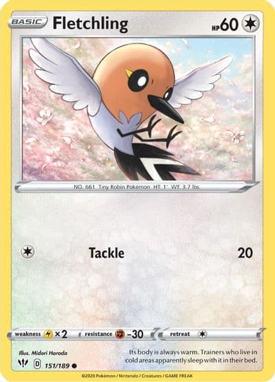 Fletchling SWSH03: Darkness Ablaze Pokemon card