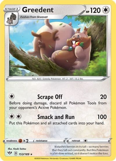 Greedent SWSH03: Darkness Ablaze Pokemon card