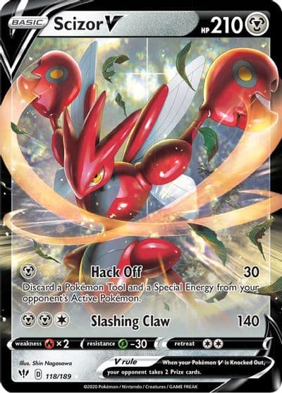 Scizor V SWSH03: Darkness Ablaze Pokemon card