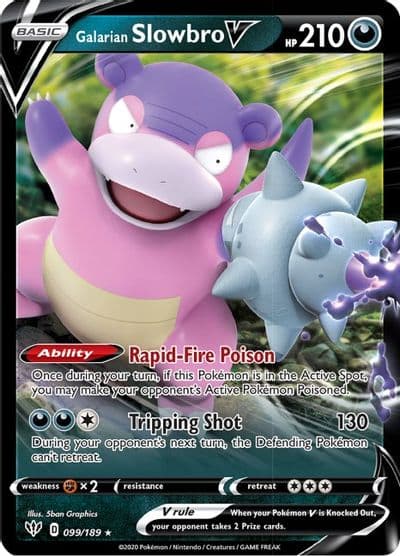 Galarian Slowbro V SWSH03: Darkness Ablaze Pokemon card