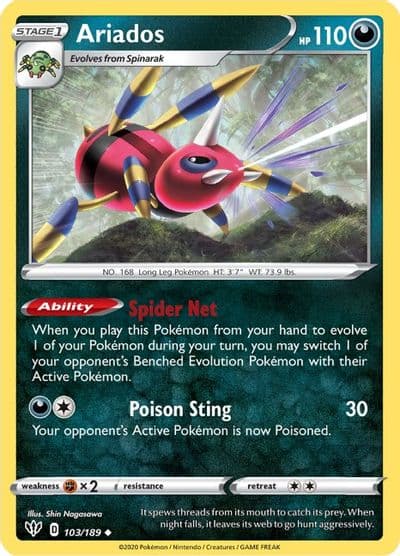 Ariados SWSH03: Darkness Ablaze Pokemon card