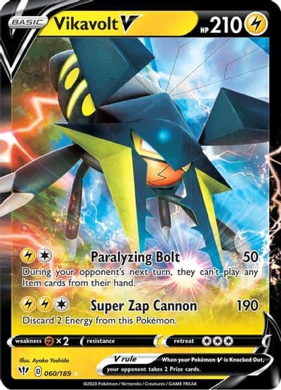 Vikavolt V SWSH03: Darkness Ablaze Pokemon card